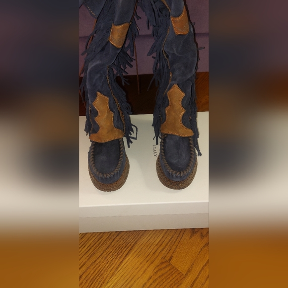 SOLD El Vaquero Coleen Drifter Tall Moccasin Boots Navy Brand New in Box - Picture 9 of 16